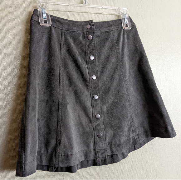 Abercrombie & Fitch Miniskirt Green Meadows Faux Suede Fit & Flare Snap … - Picture 5 of 15